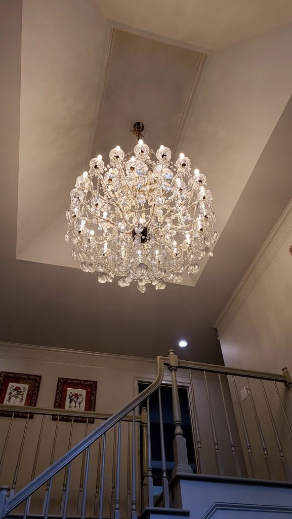 Large Crystal Chandelier in Entrance Foyer