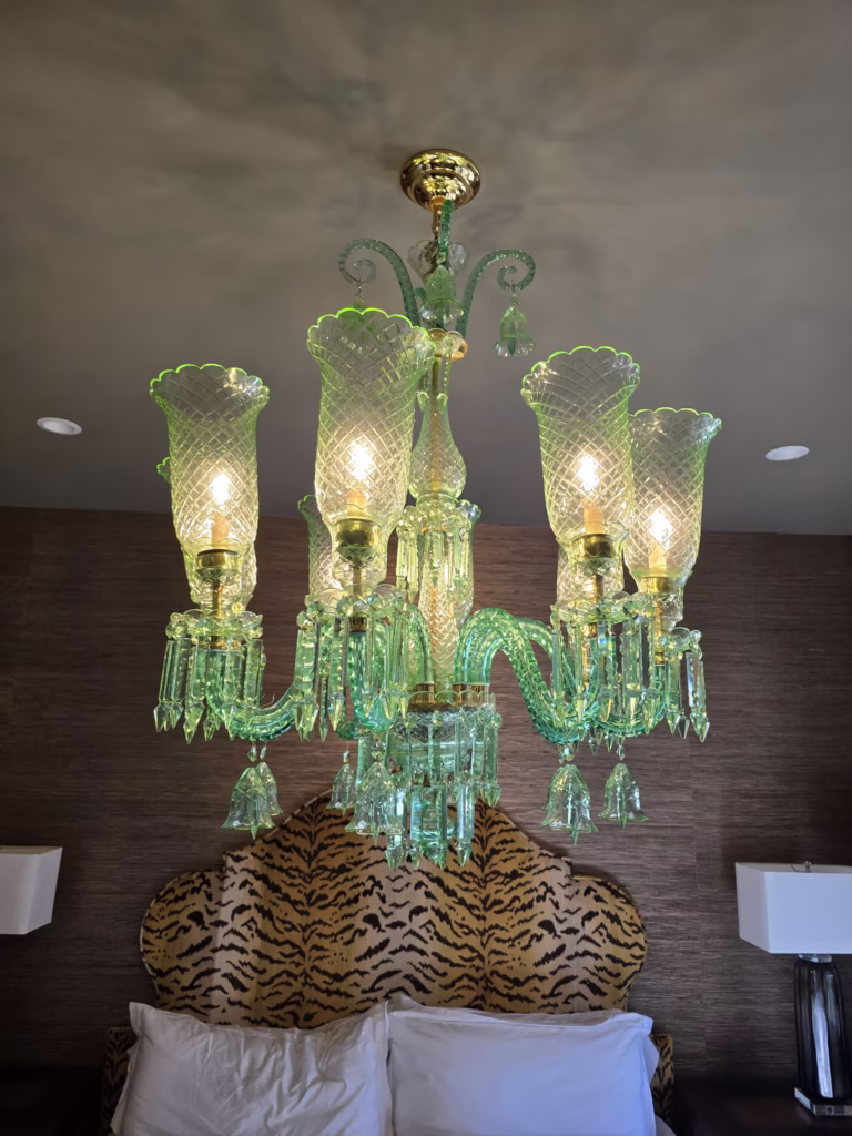 green crystal antique chandelier