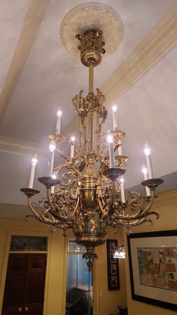 Large Antique Brass Chandelier